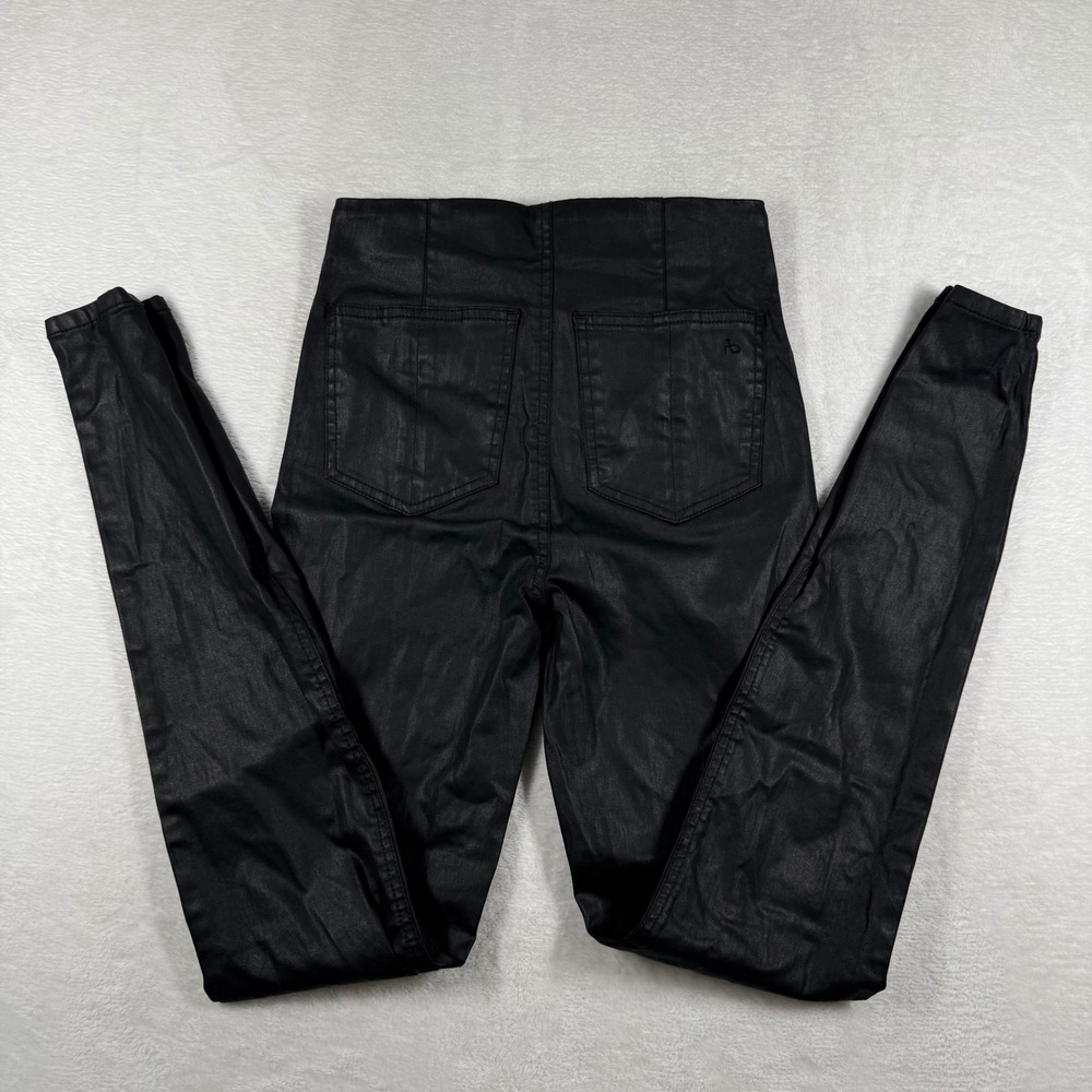 Rag & Bone High Rise Skinny Coated Waxed Black Jeans Size XS Pull On